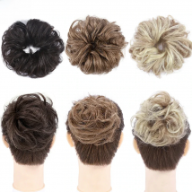 SEGO 32g Remy Real Human Hair Chignon Messy Scrunchie Elastic Band Hair Bun Straight Updo Hairpiece Ponytails