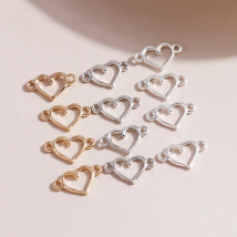 Leslie 100pcs/lot 15*9mm Three Color Fashion Love Heart Charms Connector for Jewelry Making DIY Earrings Necklaces Accessories
