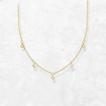 Gold Link Chain Necklace White Stones Fine Jewelry Europe 925 Stering Silver 2023 Brand New Trendy Gift For Women