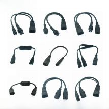 IEC 320 C14 Male Plug To 2XC13 C5 C7 C8 Female Y Type Splitter Power Cord,C14 To 2ways C13 Power Adapter Switch Cable 250V/10A