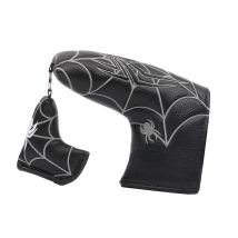 Black White Premium PU Leather Embroidered Magnetic Closure Golf Blade Putter Cover