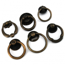1x Antique Drawer Knob Bronze Cabinet Handle Furniture Knobs Vintage Pulls Ring Handle