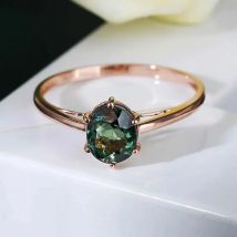 New 585 purple gold luxury wedding rings for couples14K rose gold new fashion creative design green crystal party bridal jewelry