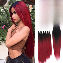 Synthetic Hair Weaving Bundles with 4*4 Clousure Lace Frontal Ombre Wig Natural Wave Straight Hair Extensions Soku Hair Weave