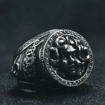 Unisex 316L Stainless Steel Cool Clean Stone King Skull Medusa Newest Ring