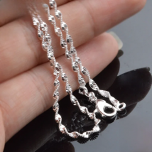 New 2mm Water Ripple Necklace For Women'S Fashion 925 Jewelry Sterling Silver Necklace With Chain