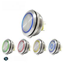 40mm stainless steel ring lamp  6v 12v 24v 220v  green white yellow red momentary latching 1no1nc led metal push button switch