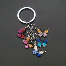 Random 5 colors New Colorful Enamel Butterfly Keychain Insects Car Key Women Bag Accessories Jewelry Gifts