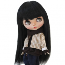 9-10 inch Blyth Wig Long Straight Black Hair