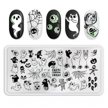 1PCS Halloween Nail Stamping Plates Rectangle Template Stencils Nail Art Stamp Image Plate Manicure Nail Print Tools