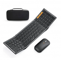 ProtoArc XKM01 Tri-Fold Bluetooth Wireless Keyboard and Mouse Combo Protable Slim 2.4g Full Size 105 Key Foldable Keyboards