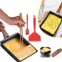Tamagoyaki Padella per frittata giapponese Padella antiaderente per uova Padella rettangolare Tamago Padella per uova piccole con strumenti di cottura