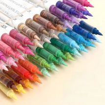 Automatic Ink Control Acrylic Paint Markers, 9 pcs Brush Tip Acrylic Paint Pens set with 7 professional color series