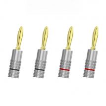 Banana Plugs 2 Pair/ 4 pcs, 24K Gold Plated Dual Screws Jack Connectors for Amplifier, Speakers, Receiver
