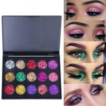 CmaaDu 15 Colors Gold Scallion Powder Diamond Glitter Eyeshadow Tray Shimmering Dazzling Universal Waterproof Easy to Color