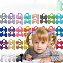 10pcs/lot 4.5*2.5 CM Solid Color Grosgrain Ribbon Bowknot Baby Elastic Hair Rope DIY Children Headwear Fashion Bows Hairband