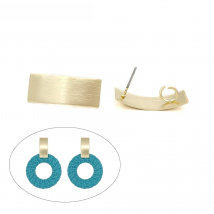 New 6pieces High Quality Zinc Alloy Matte Drawing Process Rectangle Earring Base Connectors for DIY Earring Jewelry Accessories