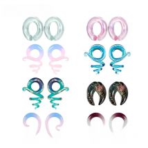 EARKUO Trendy Hot Selling Glass Round Spring Ear Weight Fashion Piercing Body Jewelry Earring Tunnels Gauges Stretchers 2PCS