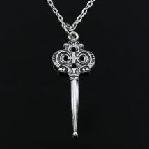 New Fashion Vintage Skeleton Key Pendants Round Cross Chain Short Long Mens Womens Silver Color  Necklace Jewelry Gift