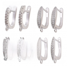 Juya DIY Cubic Zirconia Fastener Leverback Earwire Hooks Accessories For Women Handmade Fashion Earrings Jewelry Making Supplies