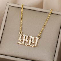 Angel Number Necklaces For Women Men 111 222 333 Stainless Steel Chain Zircon Pendant Necklaces Birthday Jewelry Gift