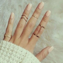 G056 6pcs Unique Adjustable Punk Style Gold Color V Leaf Knuckle Rings For Women Midi Finger Anel Anillo