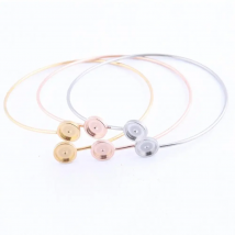 5pcs Fit 8mm Cabochon Bracelet Setting Blanks Stainless Steel rose gold Wire Bangles Base Bezels diy Jewelry Making