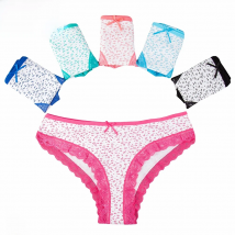 Panties for Women Sexy Lace Female Underwear Ladies Lingerie Girl Briefs Print Low waist Plus Size Breathable 5 Pcs/set