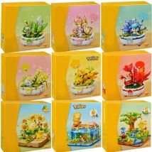 Pokémon Series Building Blocks Pikachu Psyduck Pogaman Cartoon Scene Model Bricks Collection Ornaments Kids Toys Holiday Gifts