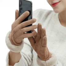 Women Gloves Winter Touch Screen 2022 Female Suede Furry Warm Full Finger Gloves Lady Winter Outdoor Sport Driving Women Gloves