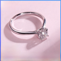 YANHUI Pure White Gold Color 2 Carat Zirconia Stone Engagement Wedding Band Gift Rings for Women Allergy Free Jewelry