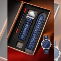 12 14 16 18 20 22 24mm Crocodile Leather Alligator Strap for Longines Master Omega Men and Women Butterfly Clasp Watchband