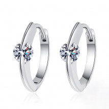 Original 925 Sterling Silver Smooth Crystal Circle Hoop Earrings For Women Korean Wedding Party Jewelry Gift Female Pendientes