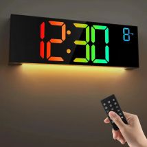 16.2'' Large Digital Wall Clock with Remote Control Big LED/Dual Alarm/8 RGB Colors Digital Alarm Clock Electronic Watch