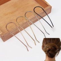 New Metal Hair Sticks Bun Hairpins Simple Gold Color U-Shape Alloy Updo Hair Fork Clips Women Styling Tools Accessories Gifts