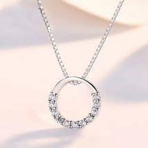 925 Stamp Fashion Silver Color Necklaces Round Crystal Zircon Wedding Pendants&Necklaces Women Jewelry