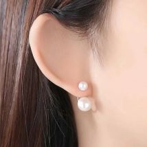 925 Sterling SIlver Earrings Natural Freshwater Double Pearl Stud Earrings For Women Jewelry Fashion Gifts 2021 Korea Trend
