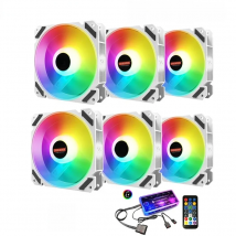 Coolmoon Quiet Moon 120mm RGB Case Fan Desktop Computer Silent + IR Remote Adjustable Speed Cooling 5V 3Pin ARGB Cooler Radiator