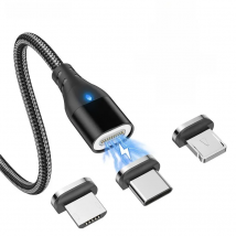 USLION Magnetic Charger Cable USB Micro Type C Cable Fast Charging For iphone 12 Magnet Data Charge Wire Phone Adapter Cord