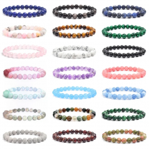 Natural Stone Beads Bracelet For Women Men Amethysts Crystal Quartzs Aquamarines Jades Jewelry Agates Elastic Bangle Bracelets