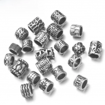 REAMOR 5pc Stainless Steel 8mm Large Hole Tibetan Viking Beads for Bracelet Jewelry Accessories Paracord Knife Lanyard DIY Beads