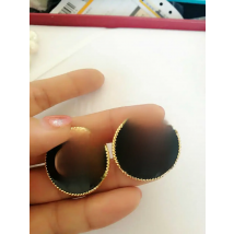 Round Pearl Black Enamel Cute Fashion Clip Earrings Statement Ear Jewelry For Women