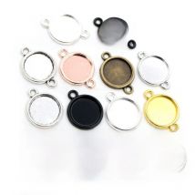 8mm 10mm 12mm Inner Size Classic 7 Color Plated One Sided Single Hanging Simple Style Cabochon Base Setting Pendant