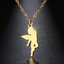 Stainless Steel Necklaces Cupid Eros Angel Pendant Collar Chain Fashion Necklace For Women Jewelry Friends Party Gifts One Piece