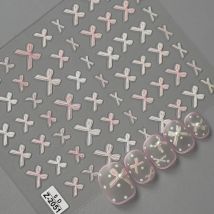 5D Bow Nail Art Stickers Cute Embossed Nail Decal Cute Rabbit Nail Bow Art Nail Stickers