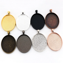 New Fashion 5pcs/lot 30x40mm Inner Size 8 Colors Plated Simple Style Cabochon Base Setting Charms Pendant