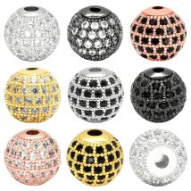 3pcs Metal Brass Paved Zircon Spacer Bead String Beaded for DIY Charms Necklace Bracelet Jewelry Making Accessories 6/8/10mm