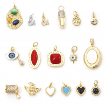 1pc Brass Charms Multicolor Geometric Angel Heart Gold Color Metal Pendant DIY Making Necklace Bracelets Women Jewelry Gifts