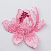 Lotus flower embroidered Patches for Clothing iron on Embroidery Stickers  Applique flowers Decoration Badge parche