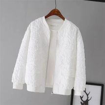 Solid Color Ladies Short Baseball Jacket 2023 New Korean Spring Casual White Jacket Top Female Cardigan Zipper Jackets Fashion